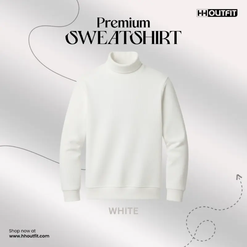 PREMIUM HIGH NECK SWEATSHIRT WHITE