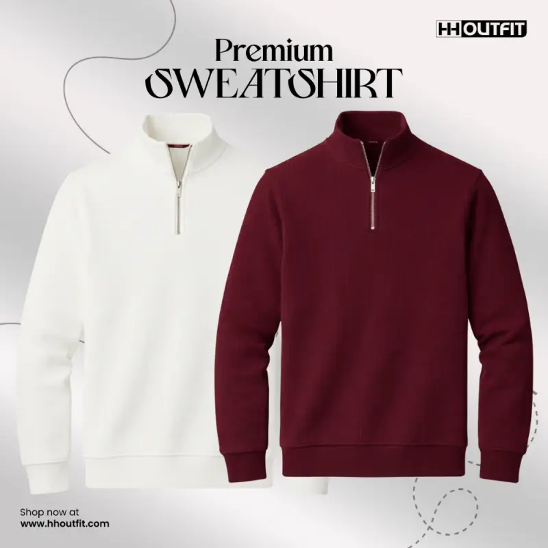 PREMIUM SWEATSHIRT COMBO WHITE+MEROON