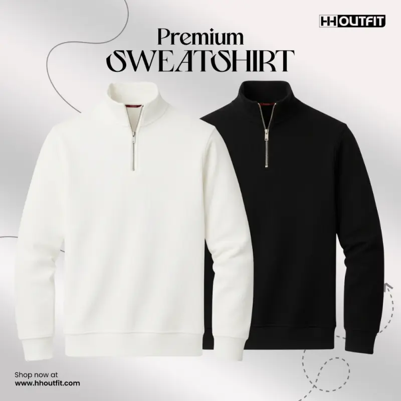 PREMIUM SWEATSHIRT COMBO WHITE+BLACK