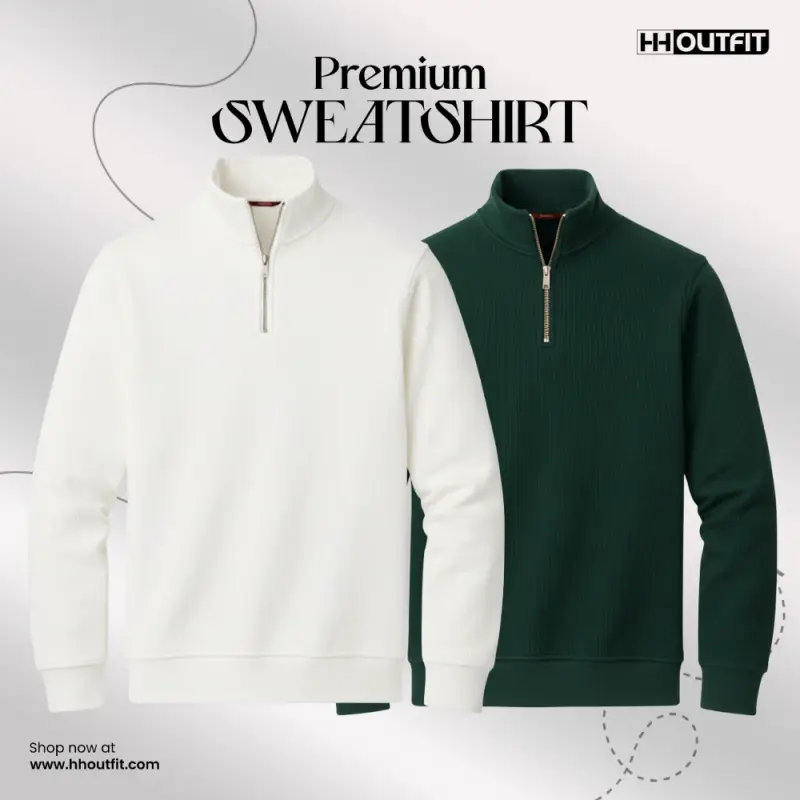 PREMIUM SWEATSHIRT WHITE+GREEN