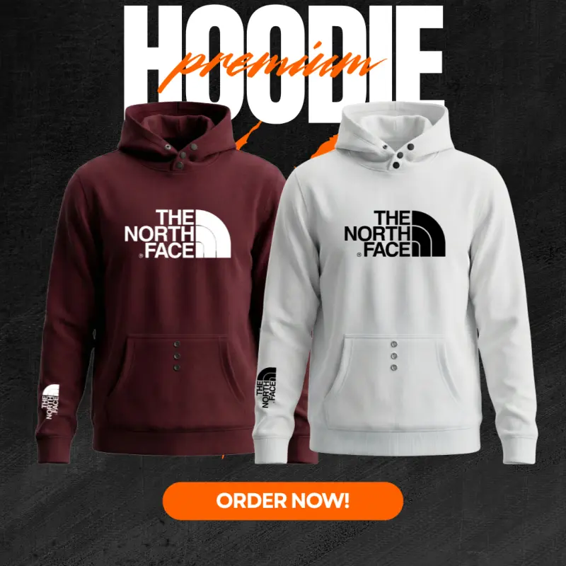 MEN'S PREMIUM HOODIE WHITE+ MEROON COMBO