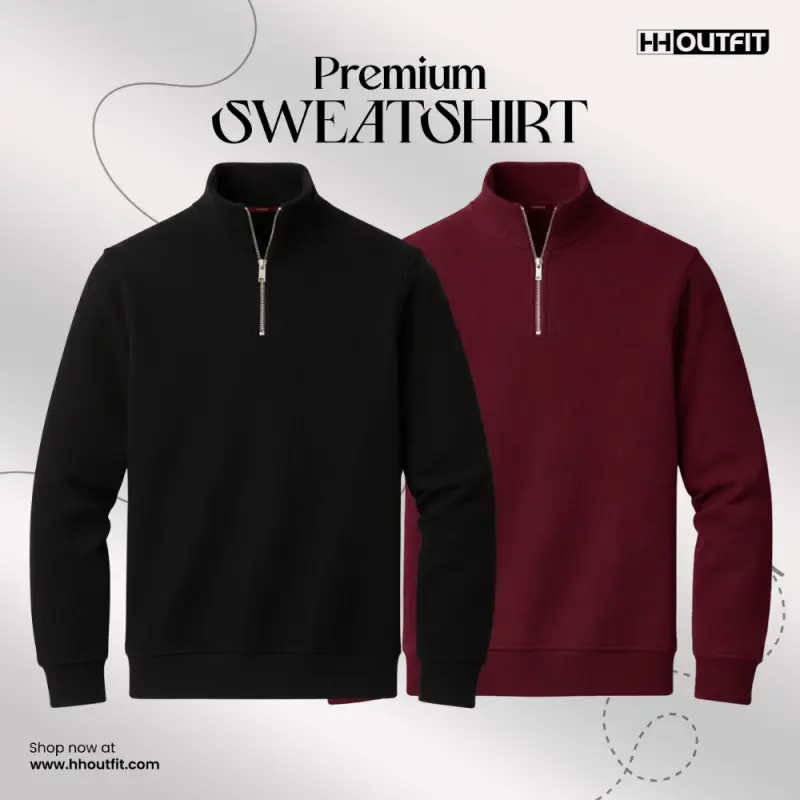 PREMIUM SWEATSHIRT BALCK+MEROON