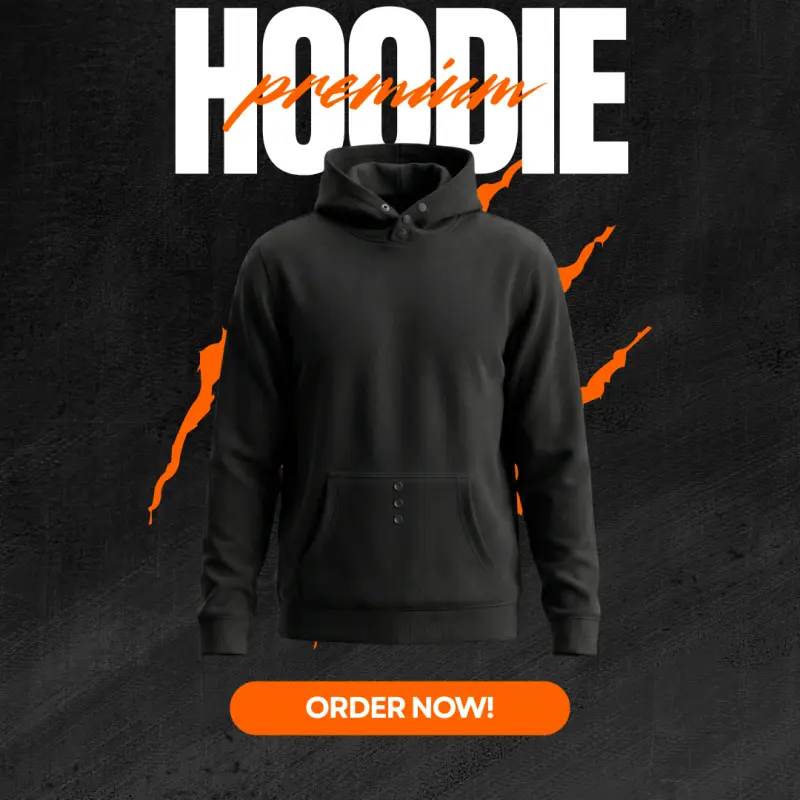 MEN'S PREMIUM HOODIE BLACK SOLID