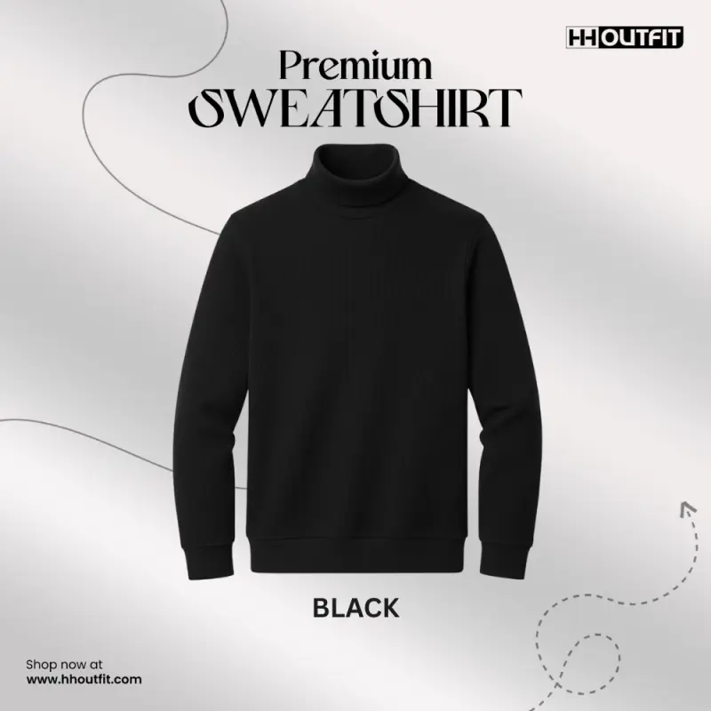 PREMIUM HIGH NECK SWEATSHIRT BLACK