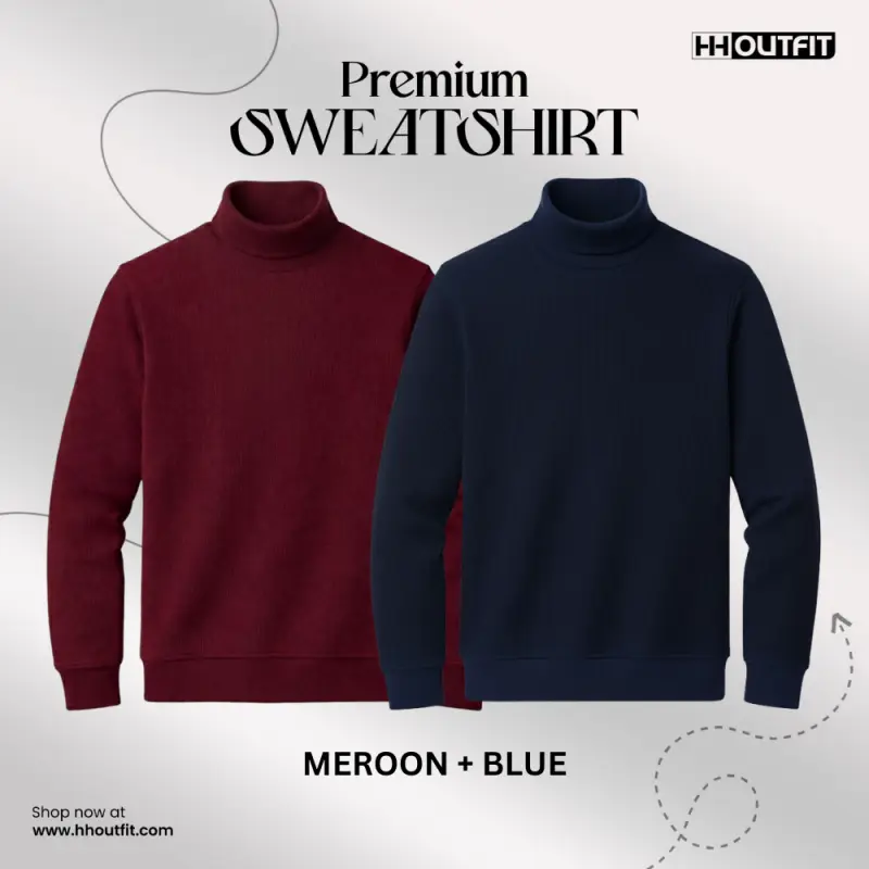 PREMIUM HIGH NECK SWEATSHIRT BLACK + MEROON